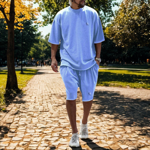 Men’s Summer Cotton Tracksuit Set T-Shirt and Shorts