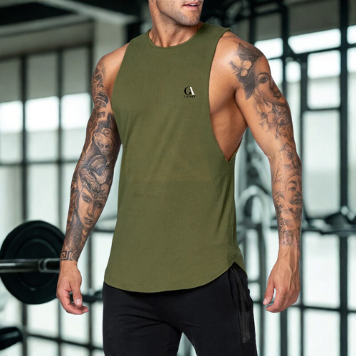 Men’s Cotton Muscle Tank Top Summer Gym Bodybuilding Fitness
