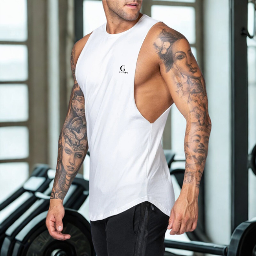 Men’s Cotton Muscle Tank Top Summer Gym Bodybuilding Fitness