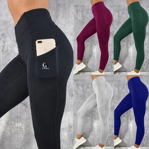 High-Waist Yoga Leggings with Pocket - G&A Luxurys