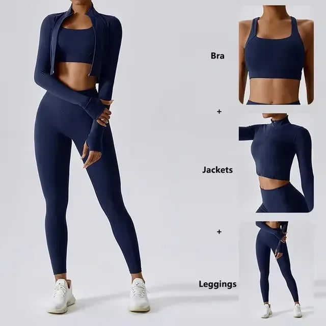 Women’s 3-Piece Yoga Set for Gym & Running