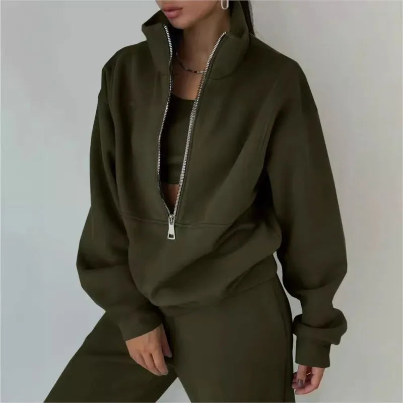 Women’s Autumn Winter Tracksuit 2-Piece Set for Casual & Sporty Wear
