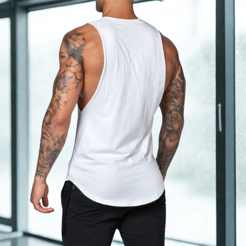 Men’s Cotton Muscle Tank Top Summer Gym Bodybuilding Fitness