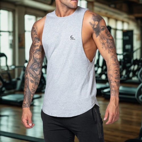 Men’s Cotton Muscle Tank Top Summer Gym Bodybuilding Fitness