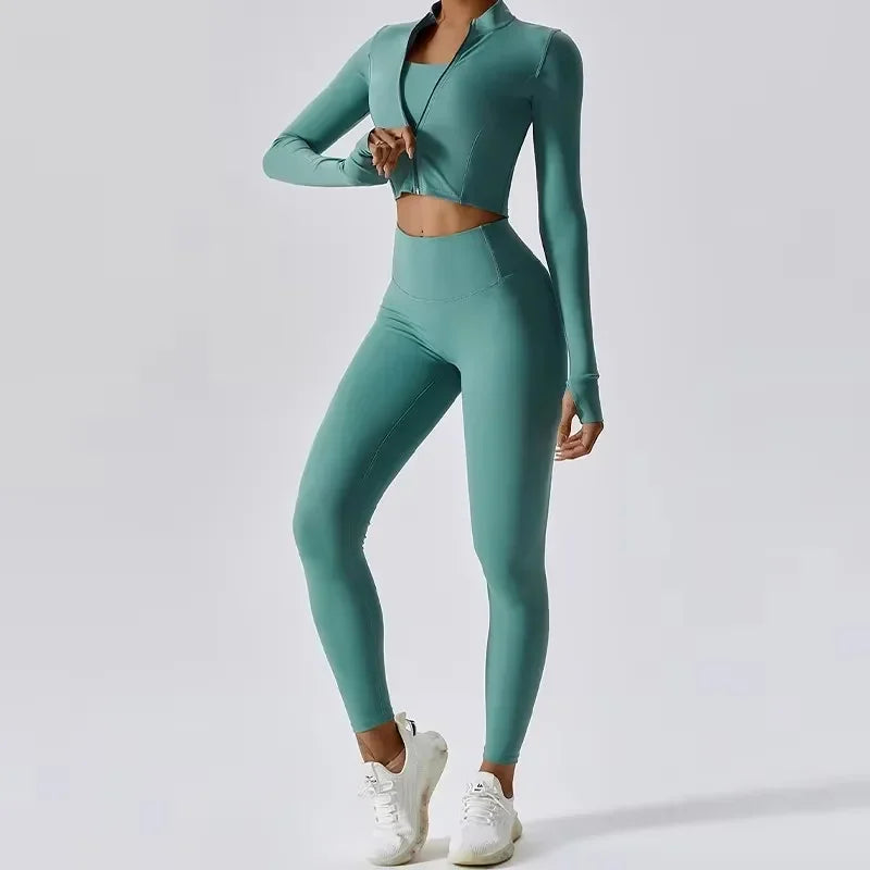 Women’s 3-Piece Yoga Set  for Gym & Running