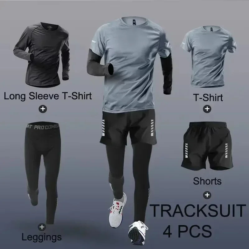 Men’s Sportswear Set Quick Dry Gym Training and Running Tracksuit