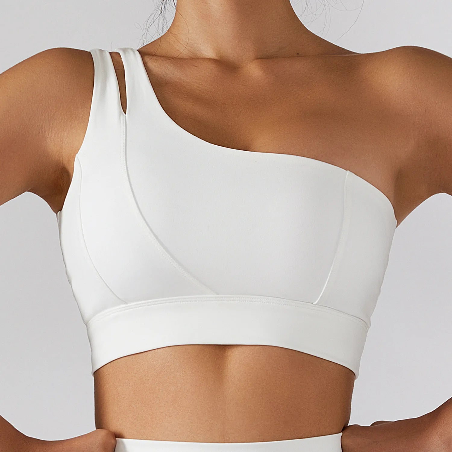 One-Shoulder Sports Bra – Sexy Push-Up Workout Bra for Women with High Support