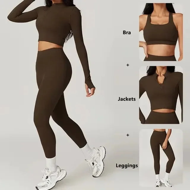 Women’s 3-Piece Yoga Set  for Gym & Running