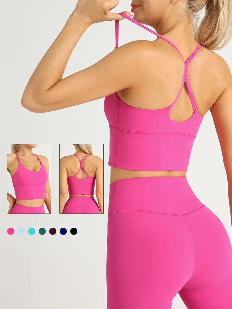 Women’s Sexy Cross Back Sports Bra Y-Shaped Gym Yoga Fitness 
