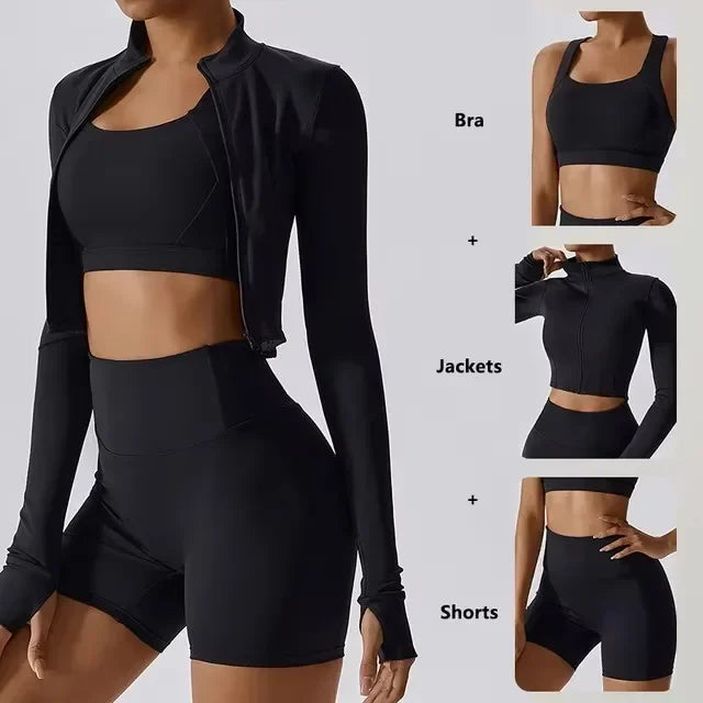 Women’s 3-Piece Yoga Set  for Gym & Running