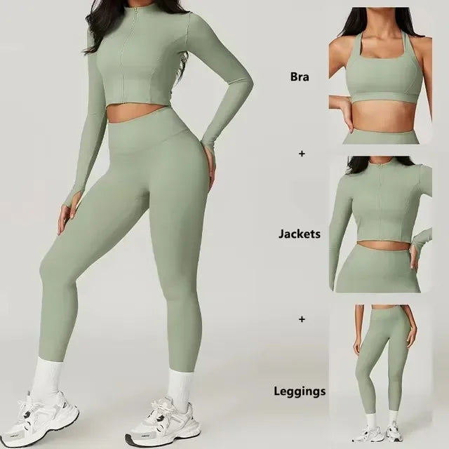 Women’s 3-Piece Yoga Set  for Gym & Running