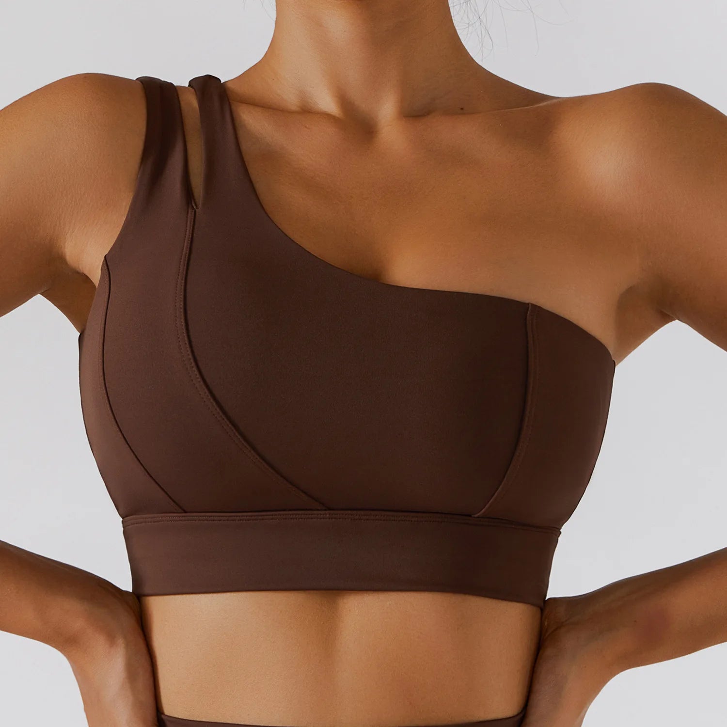 One-Shoulder Sports Bra – Sexy Push-Up Workout Bra for Women with High Support