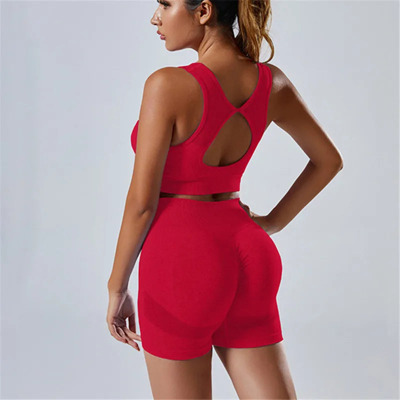 Women’s Yoga Set  Push Up Bra and High Waist Leggings Fitness Outfit