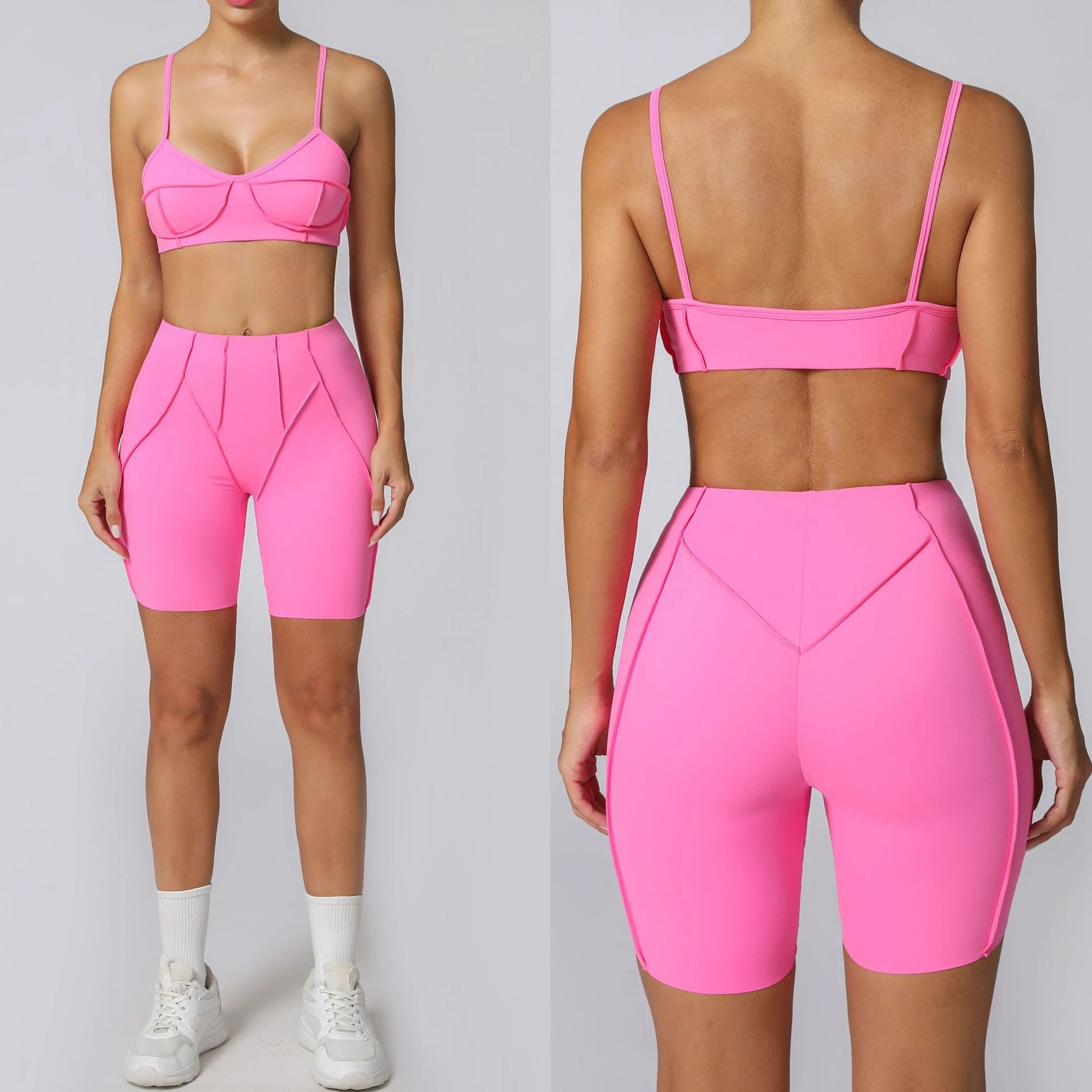 New Yoga Set Women Tracksuit Workout Short Athletic Suit Gym Push Up