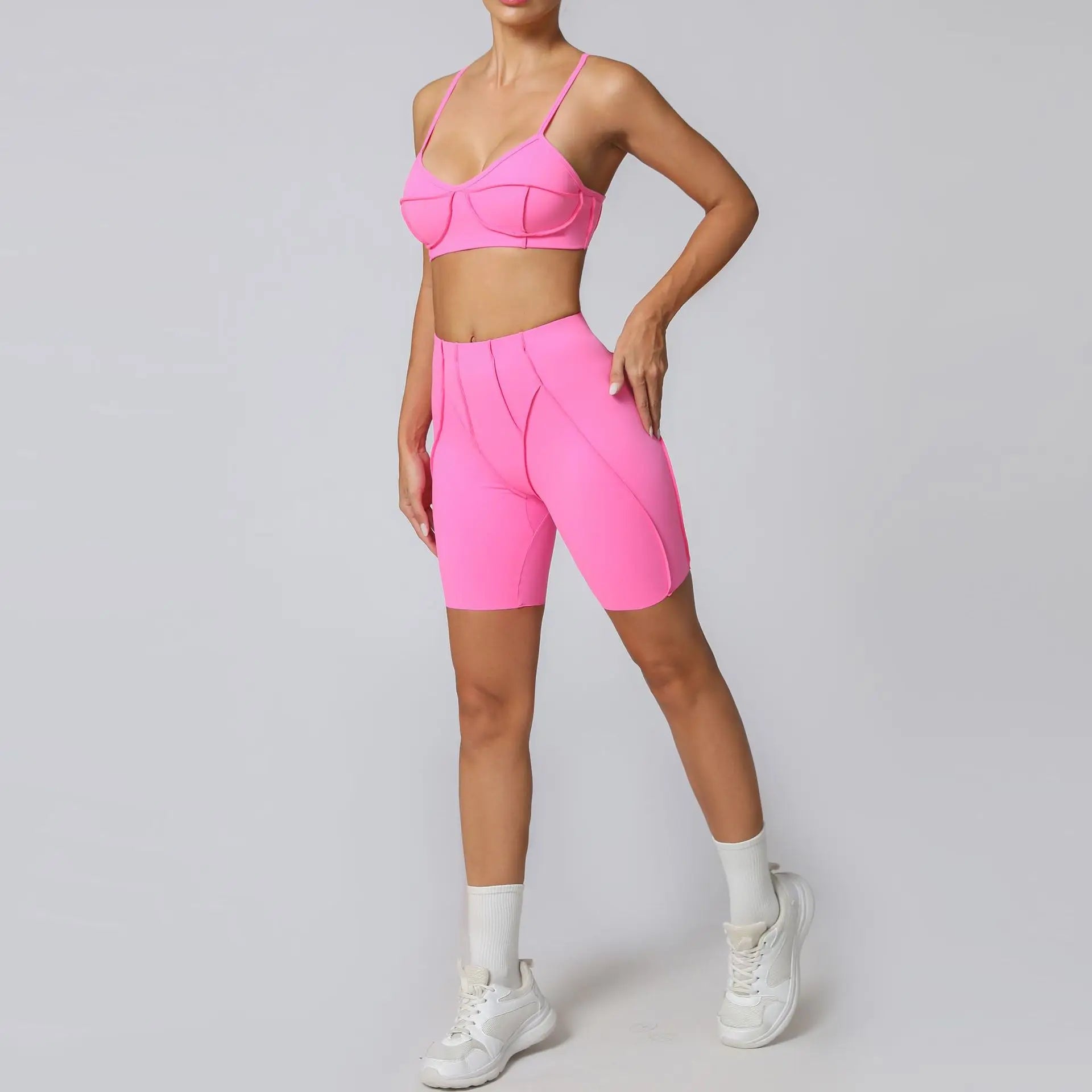 New Yoga Set Women Tracksuit Workout Short Athletic Suit Gym Push Up