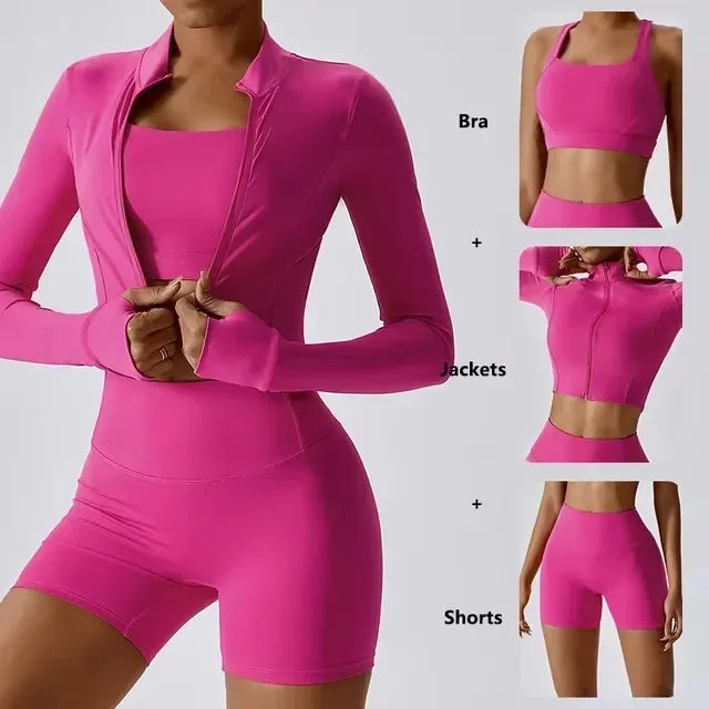 Women’s 3-Piece Yoga Set  for Gym & Running