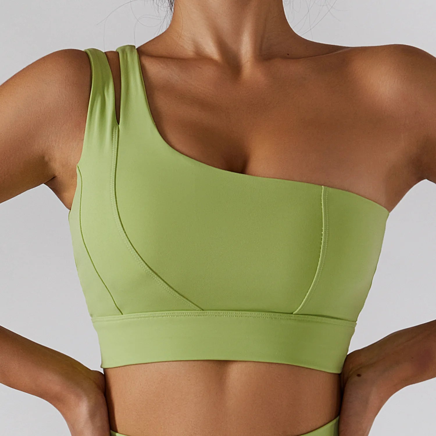 One-Shoulder Sports Bra – Sexy Push-Up Workout Bra for Women with High Support
