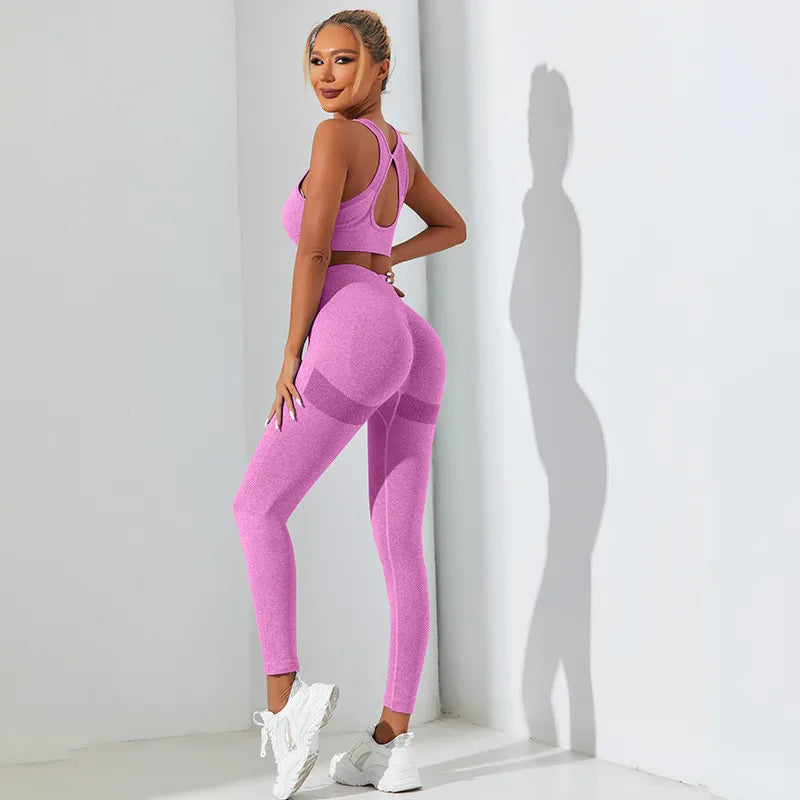 Women’s Yoga Set  Push Up Bra and High Waist Leggings Fitness Outfit