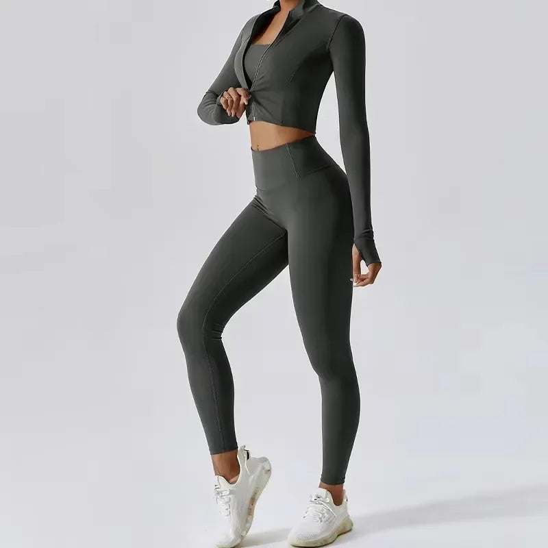 Women’s 3-Piece Yoga Set  for Gym & Running